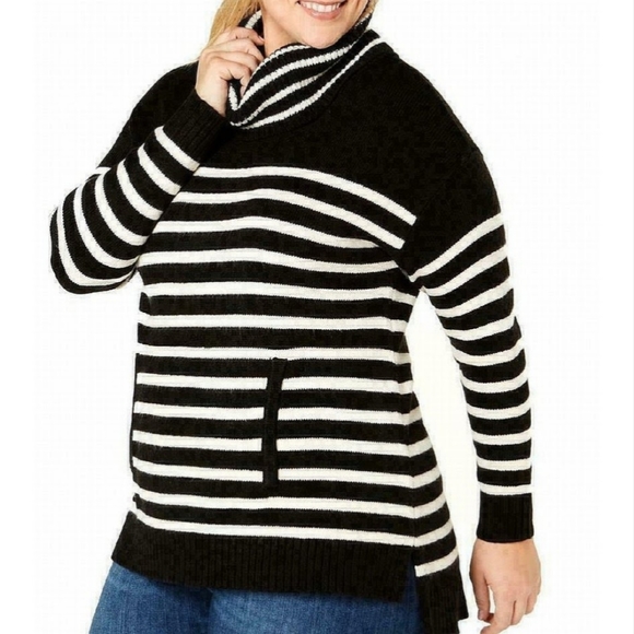 Charter Club Sweaters - NWT-Charter Club Striped Cowl-Neck Sweater 2X